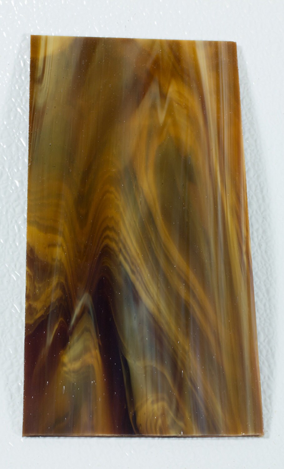 Mahogany Stained Glass Sheet of Dark Amber and White Wispy Spectrum