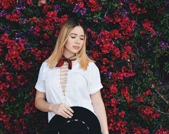 SALE! White X White lace up tee