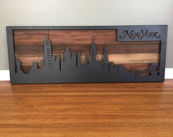 New York City Skyline | 36 in. wide | Different Finishes and Woods