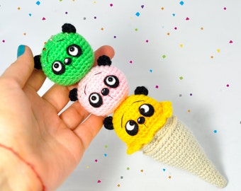Crochet ice-cream from panda toys Knitted ice-cream, Panda ice-cream, Ice-cream toy, Rainbow toy crochet toy