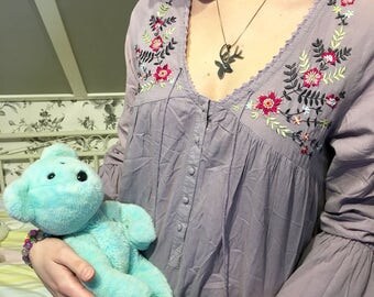 Flowy coachella lilac pastel goth oversized dress tunic - abdl