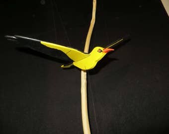 Mobile bird "Loriot" hand painted wooden