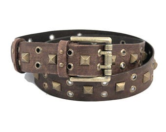 Brown leather belt unisex Vintage style leather Boho belt Mens leather belt Womens Leather belt Plus size belt Aged leather
