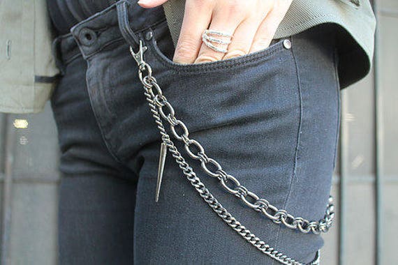 LA Bad Boy Belt Chain Gunmetal tone double chain belt with