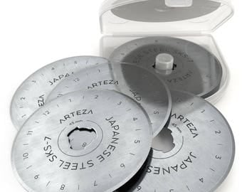 Arteza 45mm Quilting Rotary Cutter Replacement Blades, Fits Olfa & Fiskars (SKS-7, Pack of 10)