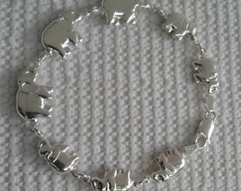 Elephant Bracelet, African Elephant jewelry, Sterling Silver Elephant Mother and Baby Bracelet
