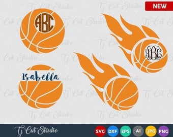 Basketball SVG Basketball svg Cut Files Basketball Basketball flame monogram svg svg,dxf,jpg,eps, png
