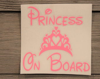 Princess On Board Decal/ Baby On Board Decal/ Personalized Princess Decal