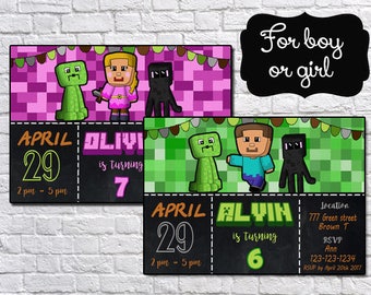 SUPER SALE!!! Mine Themed Birthday Party Printable Personalized Invitations - NOT instant download