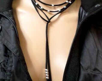 Handmade Italian Leather Wrap Necklace w/ Sterling Silver