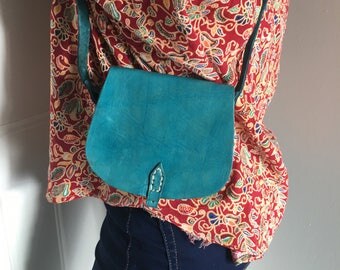 Handmade Teal Leather Purse