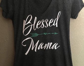 Womens Blessed Mama T-shirt