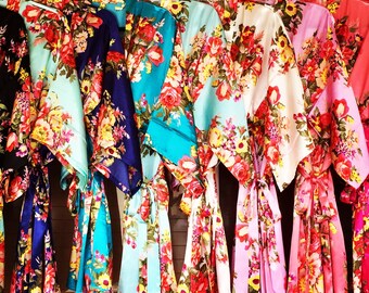 Bridesmaid Robes, Floral Bridesmaid Robes, Satin Floral Robes, Floral Robes, Getting Ready Robes, Robes for photos, Bridal Robes, Bridal