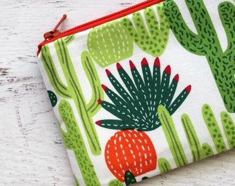 Cactus change purse - cactus zipper pouch - cacti coin purse - palm springs - zip pouch - small zipper pouch - under 10 gift