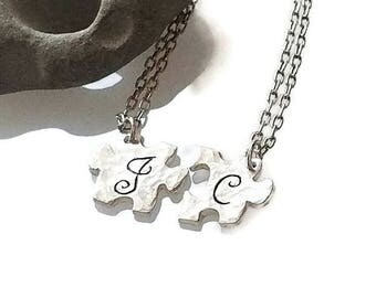 Couples Puzzle Piece Necklace Relationship set, unique puzzle piece jewelry, wedding gift idea, Meaningful Jewelry, Romanza Jewelry