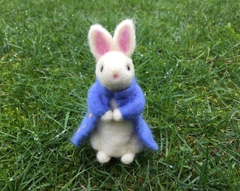 Needle Felted White Rabbit Mr. Tully the Gentleman Figure