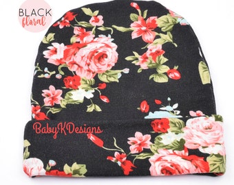 Black baby Hat. Newborn Hat. Baby Girl Hat. Newborn Headband. Hospital Hat for Baby. Baby Girl TOP KNOT Headband or Hat. Baby Girl Beanie.
