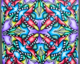 Polymer Clay Square Kaleidoscope Cane -'Grand Adventure' (29dd)