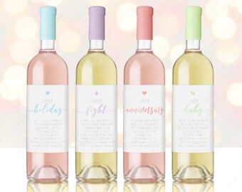 Wedding Milestone Wine Labels Poem First Wine Gift Set, Personalized Custom Bridal Shower Wedding Gift Idea - Fight, Holiday, Anniversary