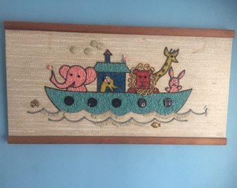Vintage 60s gravel art Noah's Ark as is