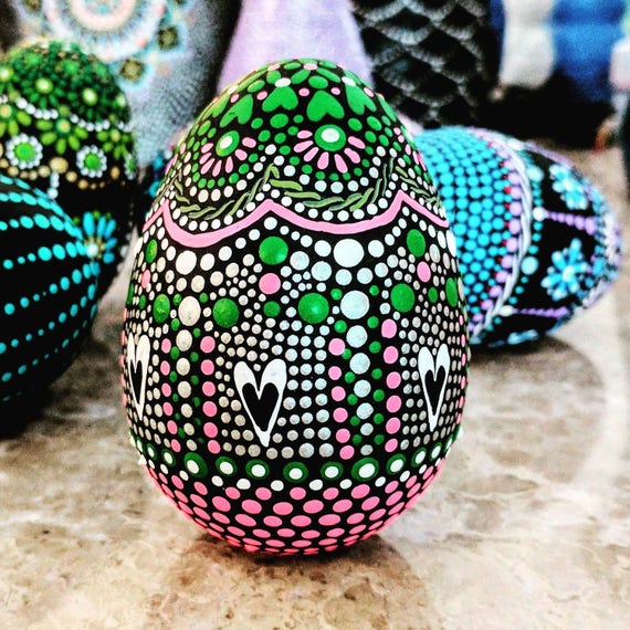 Painted Easter Eggs:Colorful painted eggs Easter decor painted plaster eggs ornamental