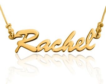 Custom Name Necklace, Personalized Any Chosen Name Up To 10 Letters in Script Name Necklace 24K Gold Plated