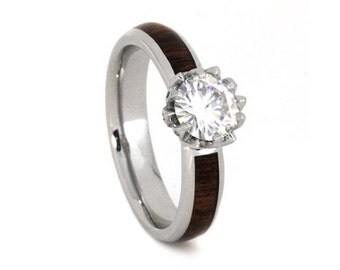 moissanite engagement ring wood ring with platinum lotus flower ring with caribbean rosewood - Lotus Wedding Ring moissanite engagement ring wood ring with platinum lotus flower ring with caribbean rosewood - Lotus Wedding Ring