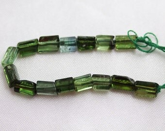 Green Tourmaline Beads - Crystals -Tourmaline Beads - Set of 15