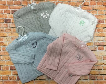 Infant Cardigan - Monogrammed Baby Sweater | Baby Shower Gift | New Baby Keepsake | Cable Knit Baby Sweater | Gift for Baby |