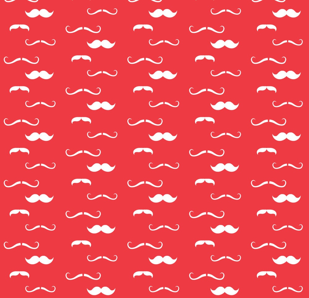 Red Mustache Fabric Raspberry Pink Mustaches By Modfox