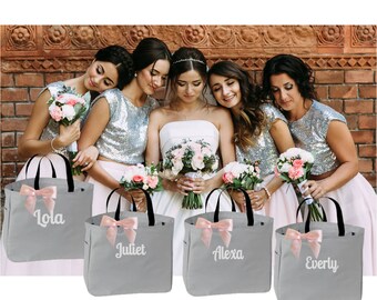 4 personalized bridesmaid bags , Bridesmaids Gift, Personalized Wedding Tote Bag, Wedding Party Gift, Bridal Party Gift, Monogrammed Tote