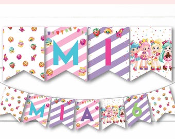 Instant Download - Editable - Shopkins and Shoppies Birthday Party Banner Decor