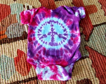 Peace Sign Tie Dye Baby Onesie - Made To Order - Newborn, 6m, 12m, 18m, 24m