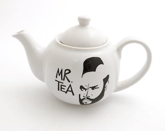 Mr. Tea small teapot with metal strainer, personal teapot, funny teapot, gift for tea drinker, gifts under 25