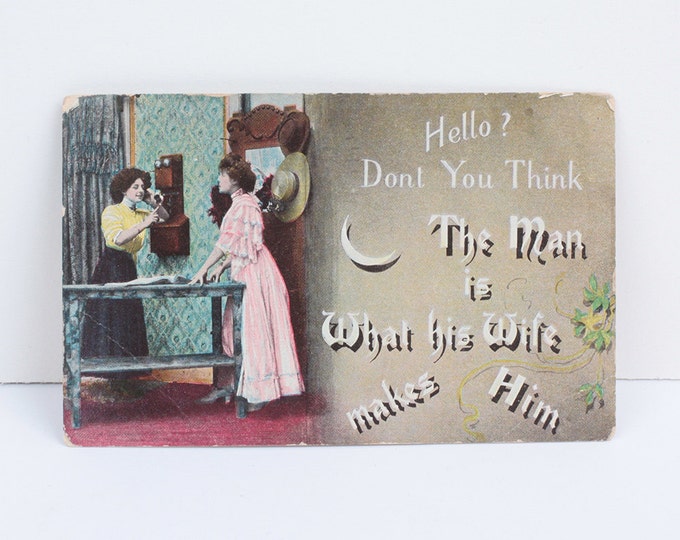 Humorous RPP Postcard The Man is What His Wife Makes Him 1906