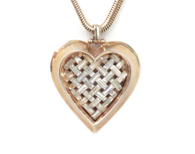 Crystal Pendant Heart Necklace Trifari Heart Throb A. Philippe 1951