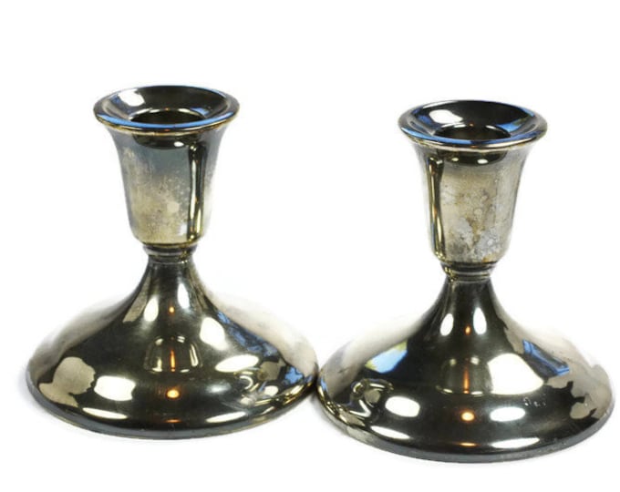 International Silver Candlestick Holders Silverplate Set of Two Vintage