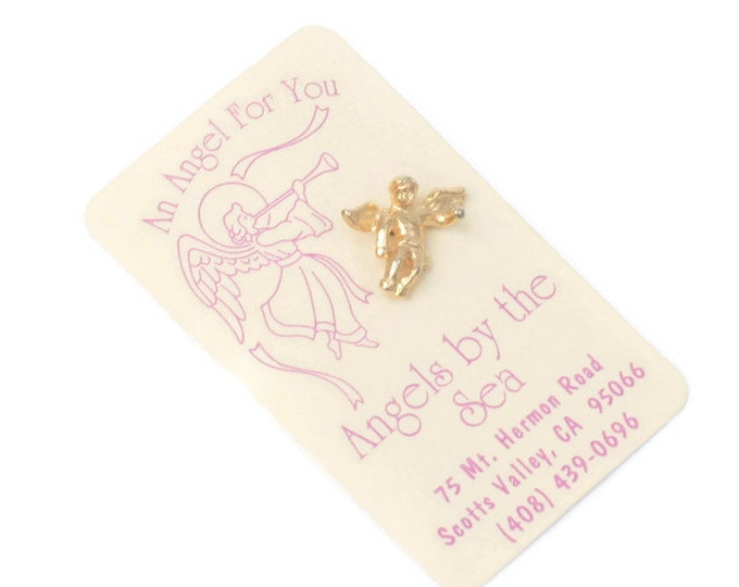 Angel Tac Pin Gold Tone on Card Vintage Angels by the Sea