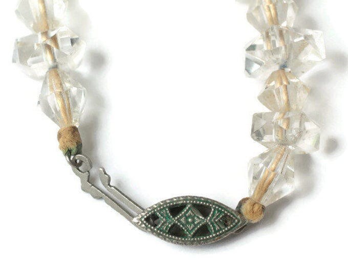 Rock Crystal Choker Necklace Art Deco 16 Inch Bridal Wedding Jewelry Vintage