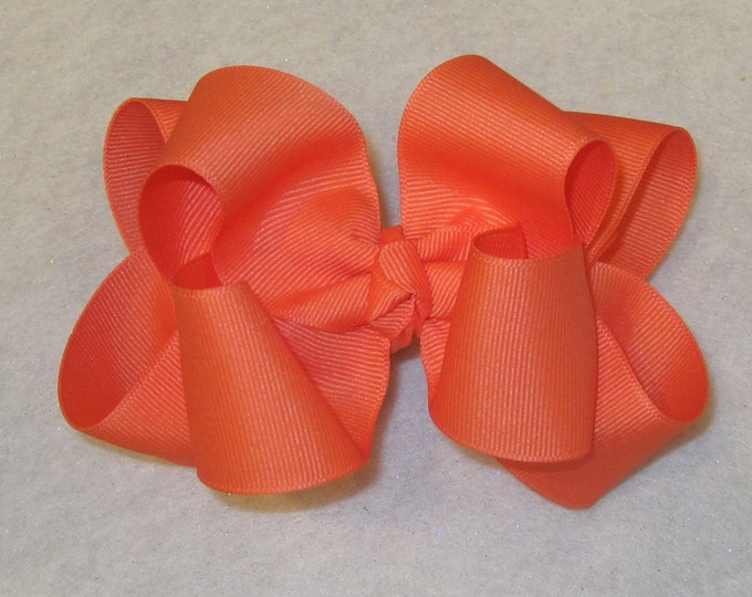 Girls hair Bows, Boutique Hairbows, Coral Hairbow, Double Layered Bows, Stacked hair Bow, Big chunky Bow, 4 Inch Bow, 5 inch hairbows,