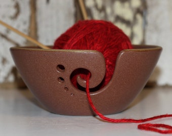 Hazelnut Ceramic Yarn Bowl, Yarn Bowl, Knitting Bowl, Crochet Bowl, Yarn Bowl, Ready to Ship