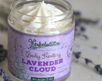 Lavender Cloud Body Frosting. Organic Body Lotion. Vegan body butter. Natural moisturizer with Shea butter and Coconut oil