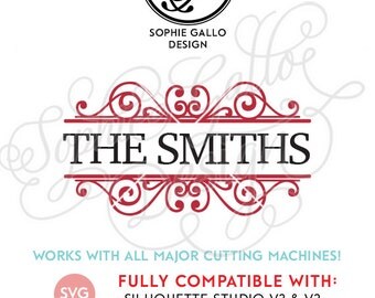 Flourish Name Frame Monogram SVG, DXF, PNG digital download files Silhouette Cricut, vector graphics Vinyl Cutting Machines, Screen Printing