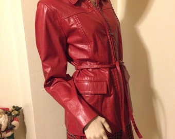SALE Vintage 80s Lipstick Red soft and supple Leather ladies jacket Size Medium