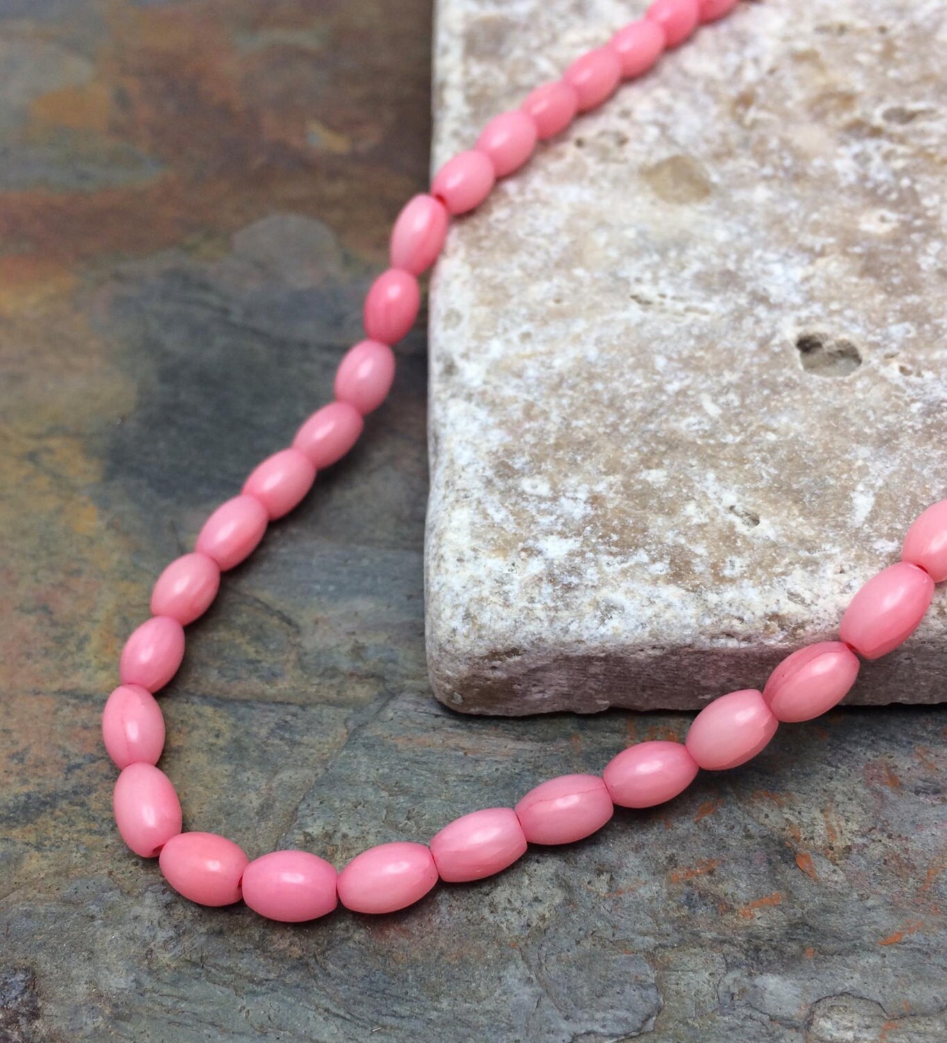4x6mm SemiPrecious Pink Coral Gemstone Beads 15.5 inch