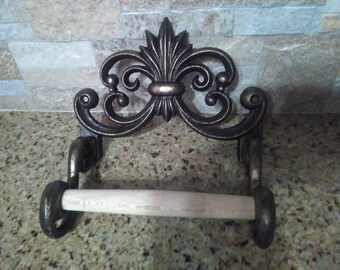 Cast Iron Toilet Paper Holder | Iron Toilet Paper Wall Rack | Bath Fixture | Hardware | Free USA Shipping | FleurDelisJunkie | Tuscan