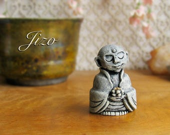 Jizo Votive Statue - Guardian of Children, Women, Travelers and All Voyagers - Bhuddist Bhodisattva Icon - Handmade by Bewilder and Pine