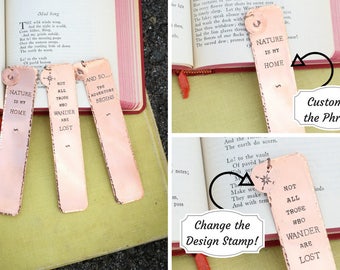 SALE • Bookmark Gift Reader Metal Bookmark Teacher Gift • Student Book Mark Custom Bookmark • Stamped Book Lover Gift • Quote Literary Gift