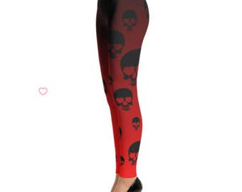 Black Heart Skull Leggings