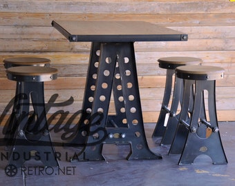 Vintage Industrial A Frame Bar Stool / Drafting Chair (SET OF 4)